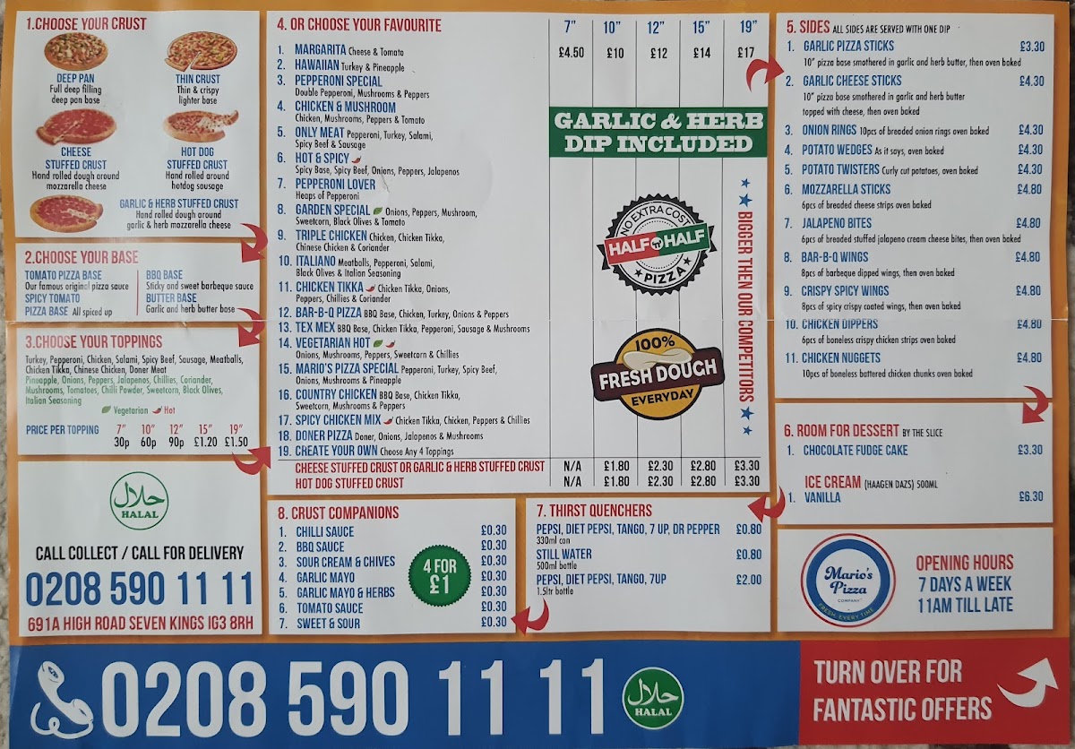 Mario’s Pizza Menu - Image 1