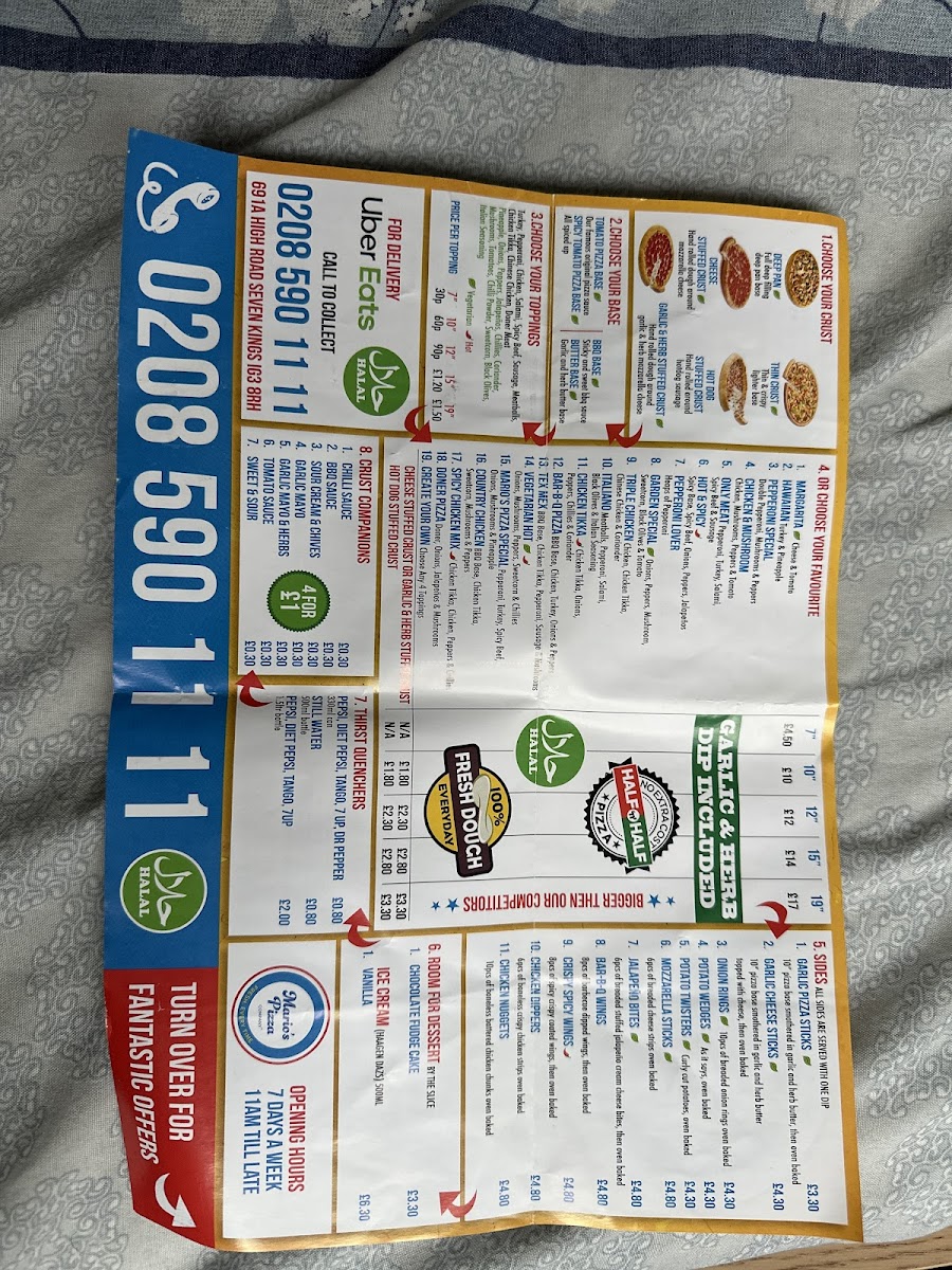 Mario’s Pizza Menu - Image 2